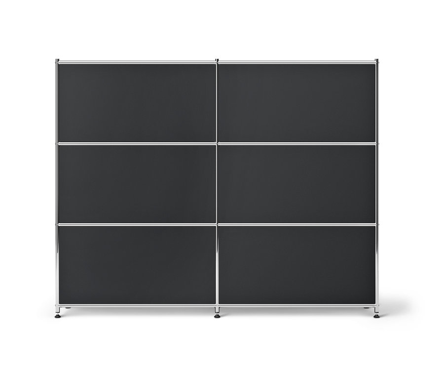 Schwarze Kommode Metall »CN3« mit versetzbaren Klappenfächern.