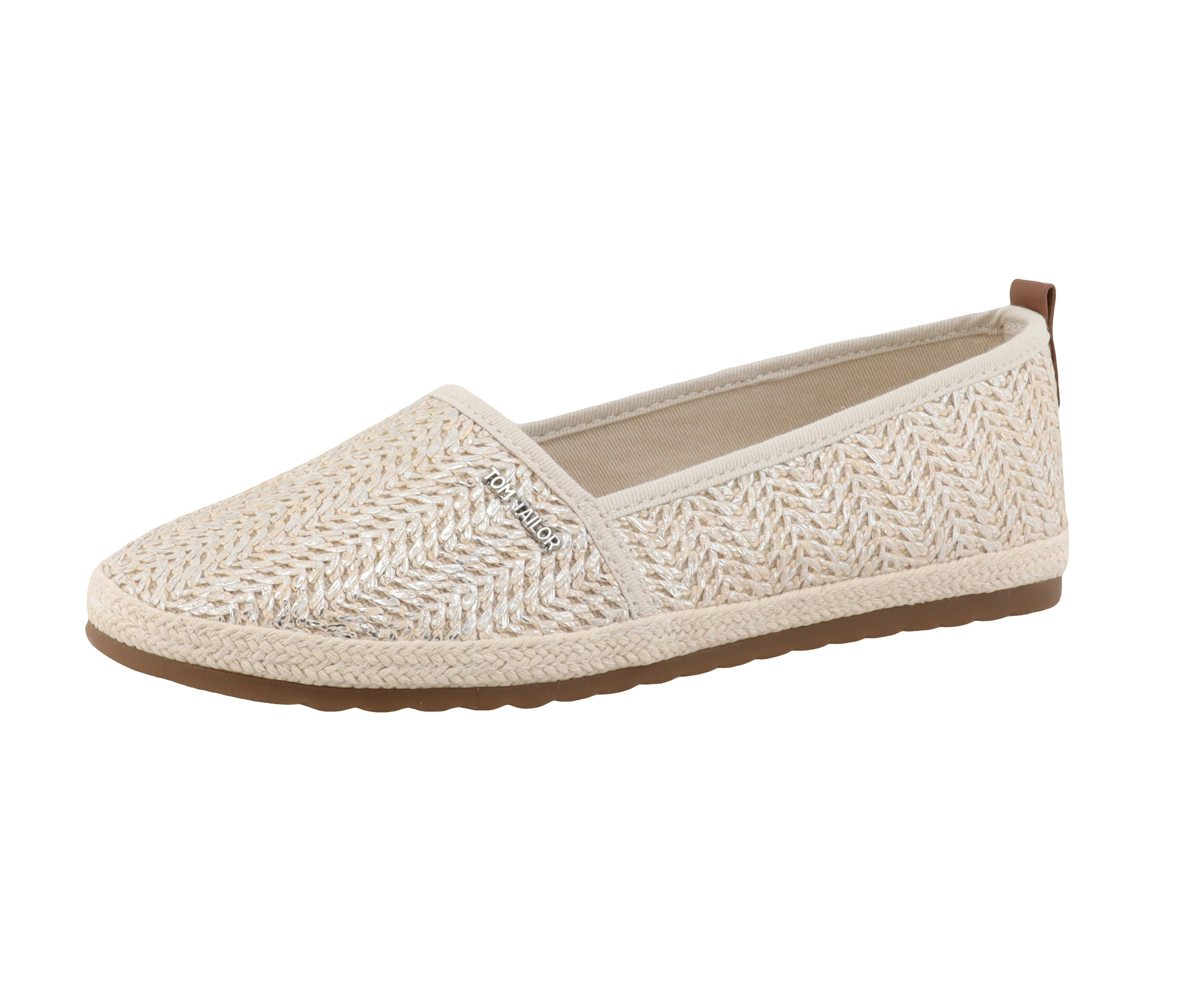 Goldene Tom Tailor Espadrilles aus Textil mit brauner Sohle.
