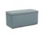 Heller blauer DOMO Hocker mit Stauraum.