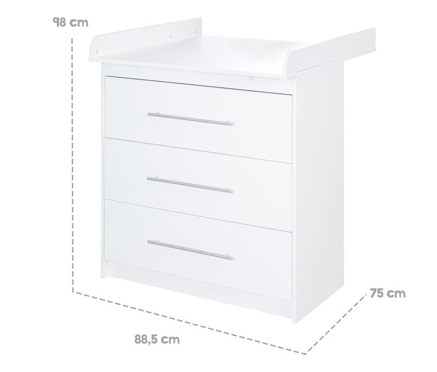 Weiße roba Wickelkommode »Maren« mit 3 Schubladen.