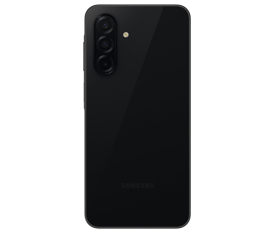 Detailansicht der Rückseite eines schwarzen Samsung Galaxy A26 5G mit Triple-Kamera.