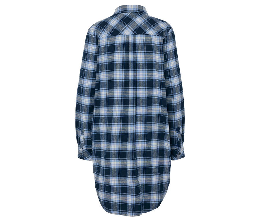 Blau-weiß kariertes Flanellhemd von hinten.