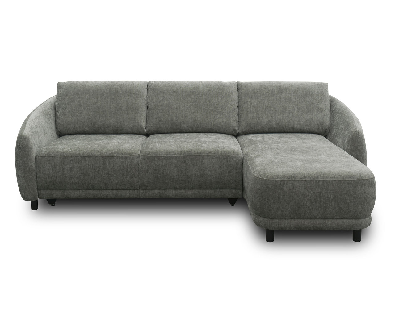 Graues DOMO Ecksofa Longchair, rechtsbündig.