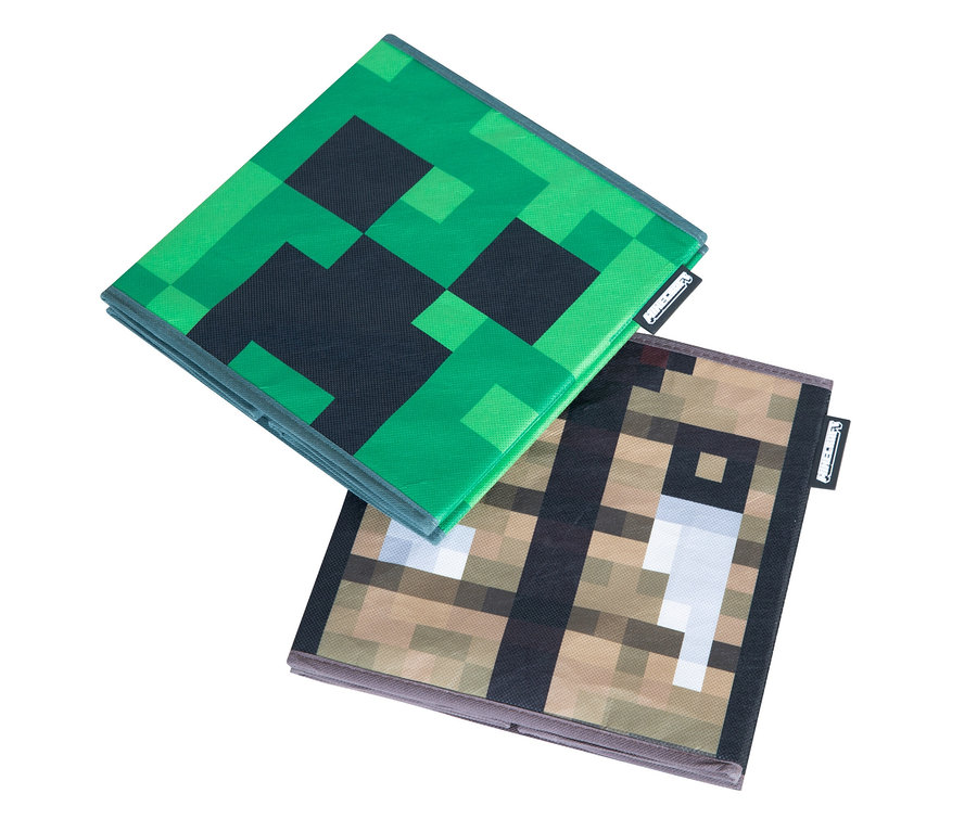 Zwei MINECRAFT Aufbewahrungsboxen, Creeper.