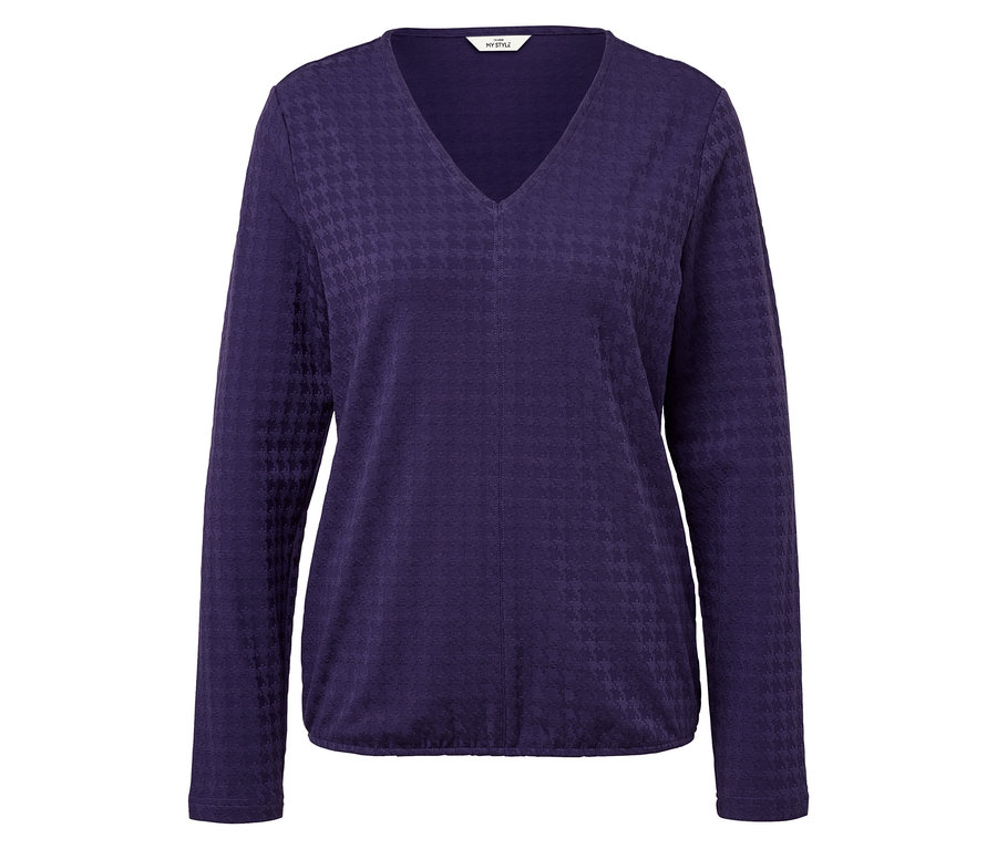 Strukturiertes Langarmshirt, pflaume.