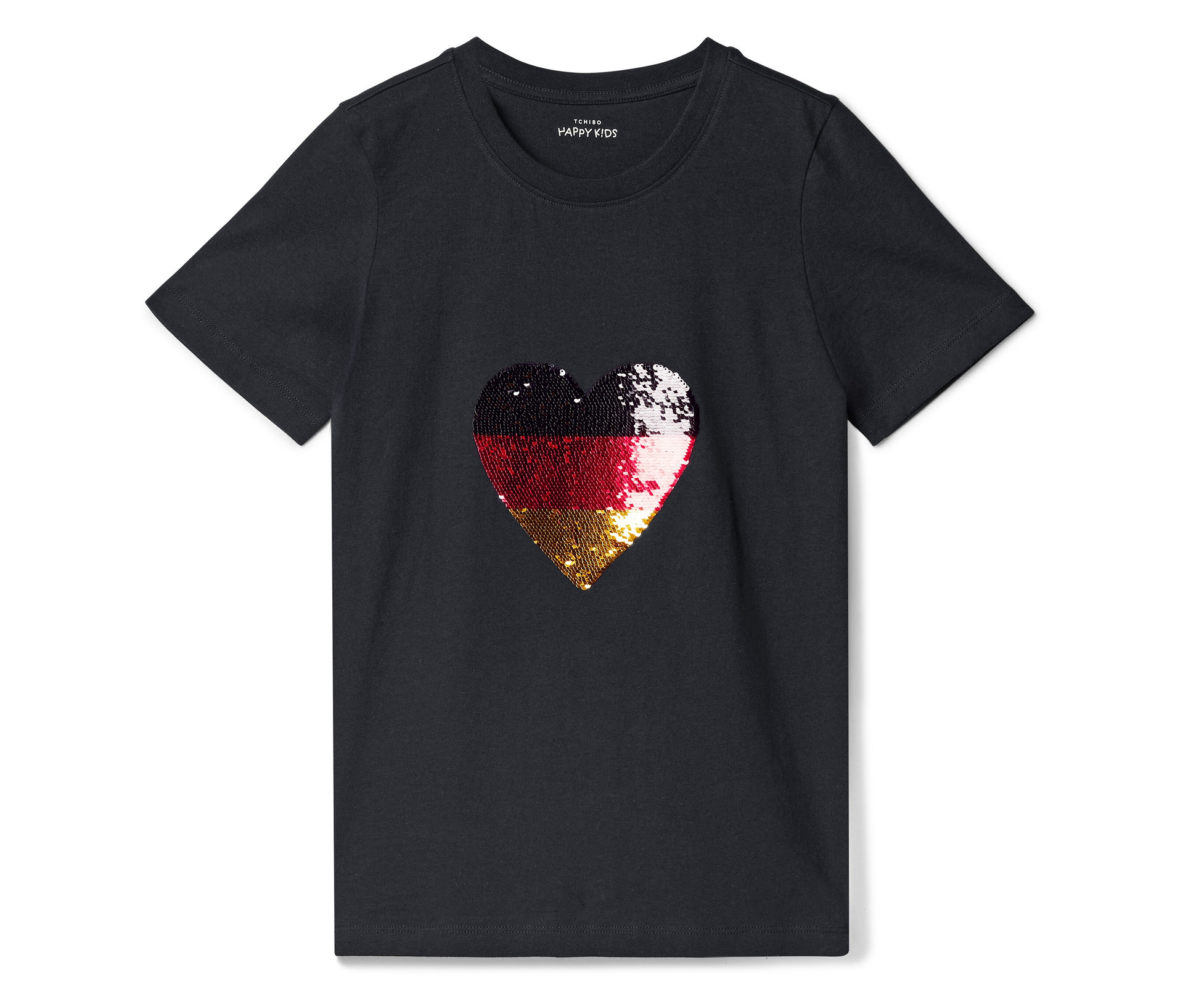 Tchibo - Kinder-T-Shirt mit Wendepailletten - Gr. 110/116 - schwarz