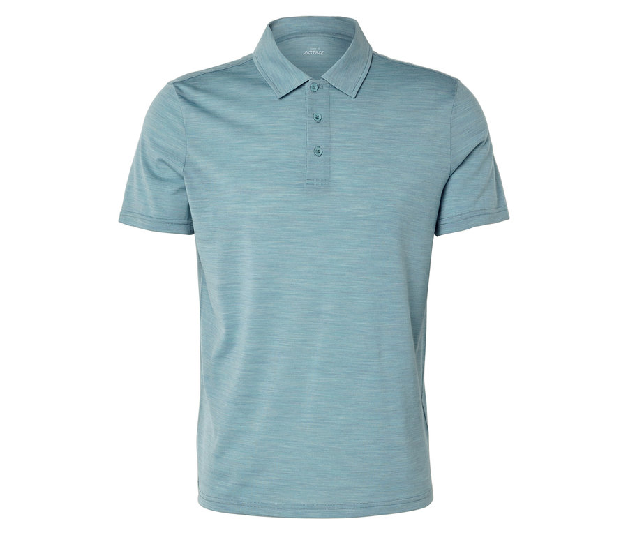 Hellblaues Poloshirt mit Knopfleiste.