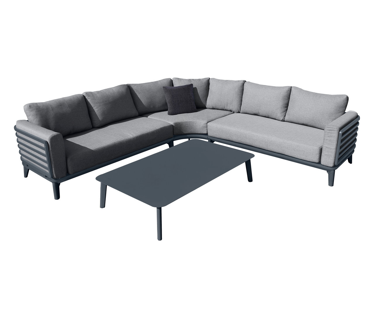 Anthrazitfarbene Leco Lounge-Ecke »Moss« mit Tisch.