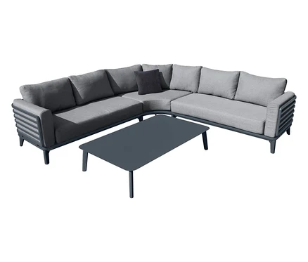 Anthrazitfarbene Leco Lounge-Ecke »Moss« mit Tisch.
