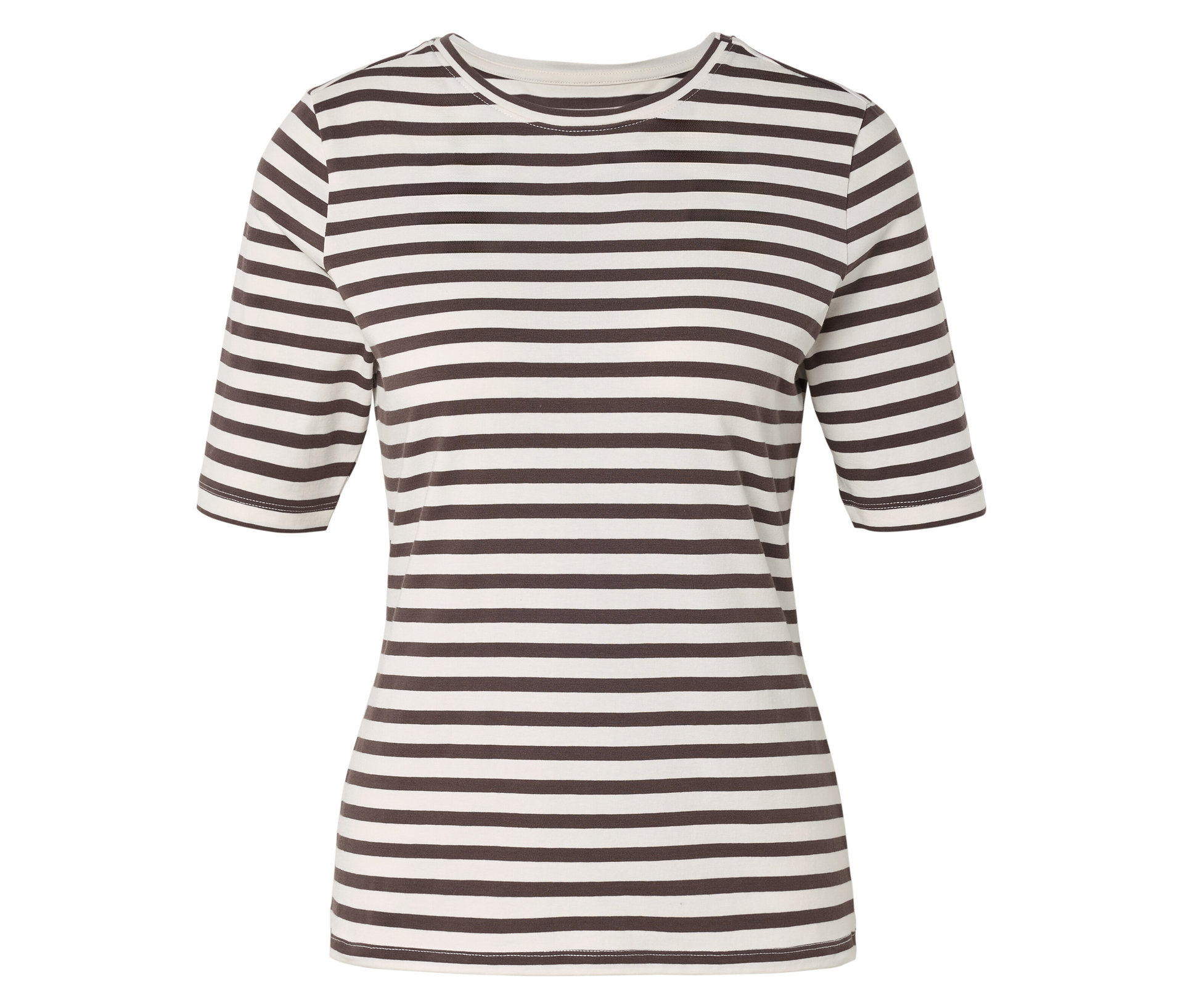 Tchibo - Basic Halbarmshirt - Damen - Gr. S - offwhite