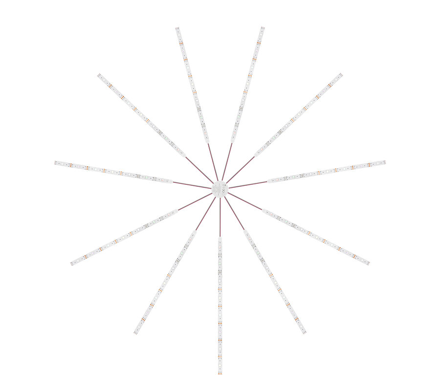 Eine Feuerwerksleuchte ist sternförmig angeordnet.