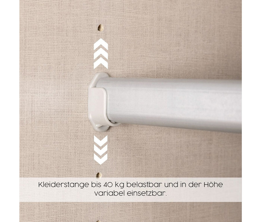 Detailansicht einer variablen Kleiderstange im rauch Drehtürenschrank »Butte«, belastbar bis 40 kg.