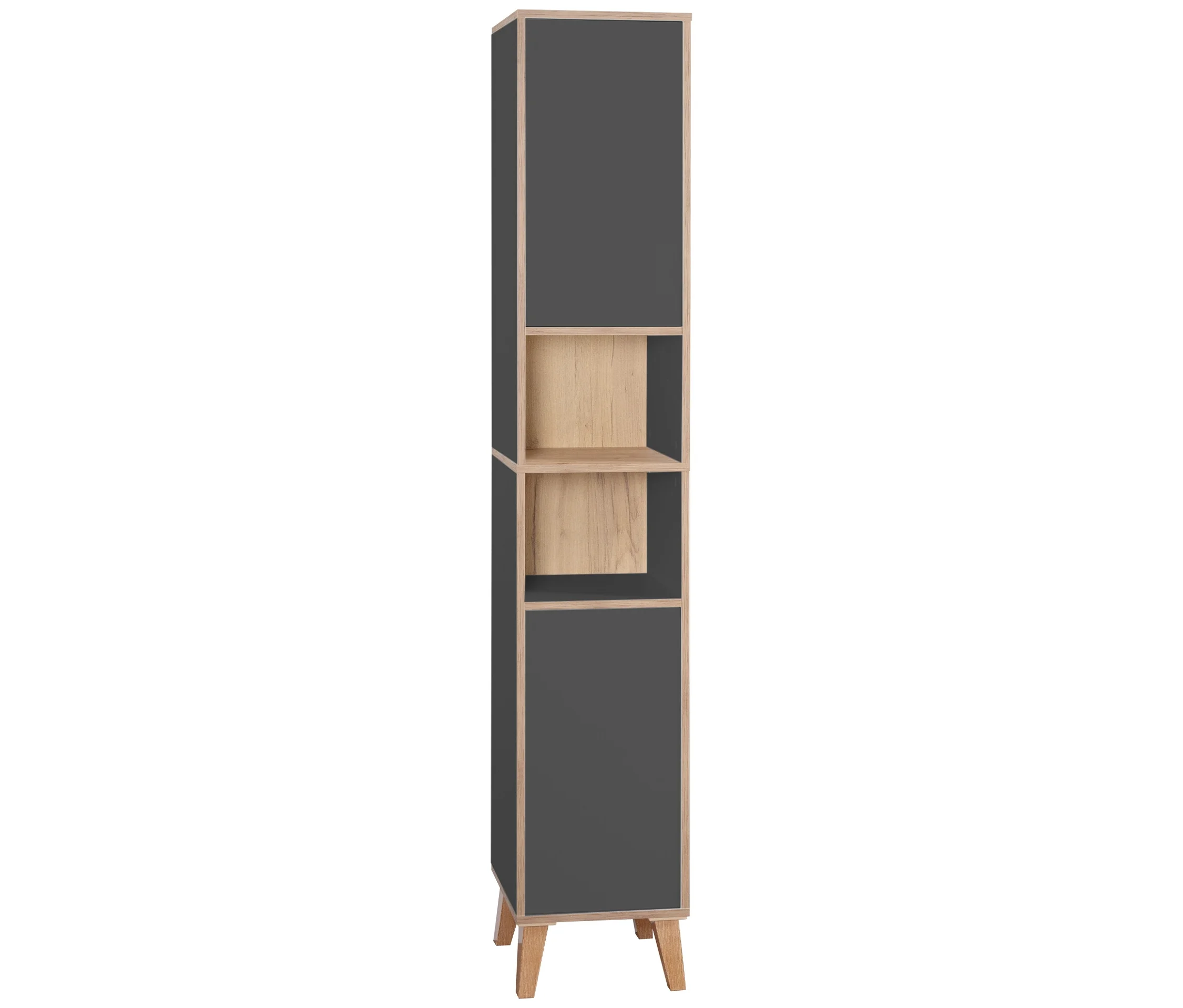 Roba Hochschrank »Morena« mit 2 Türen und 2 offenen Fächern - 35x32,5x195cm - braun -