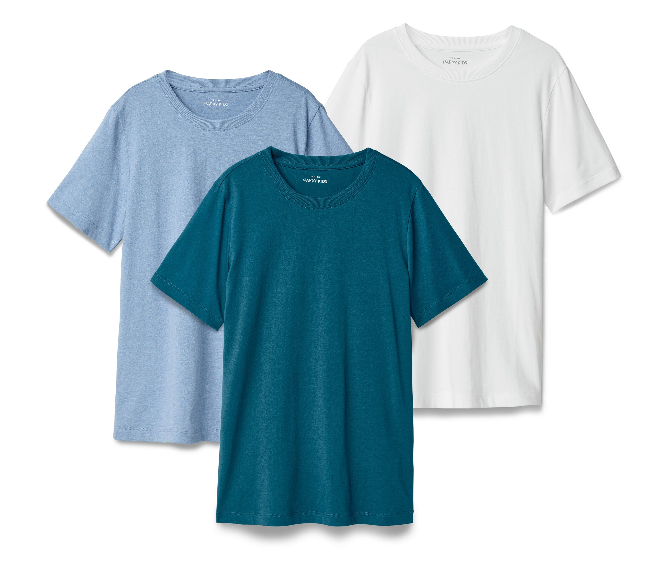 Tchibo - 3 Kinder-T-Shirts - Jungen - Gr. 122/128 - weiß
