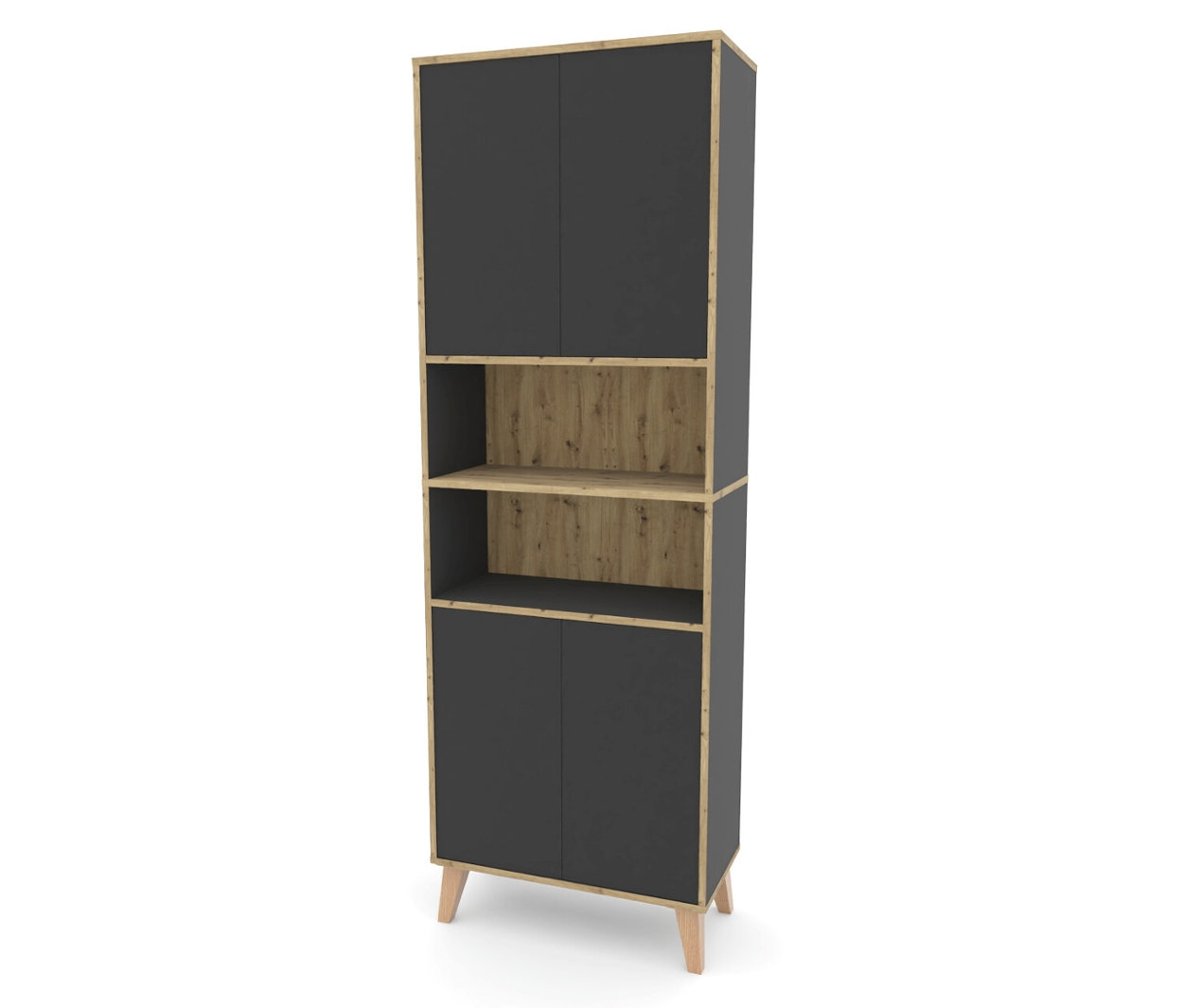 Roba Hochschrank »Morena« mit 4 Türen und 2 offenen Fächern - 66,4x32,5x195cm - braun -
