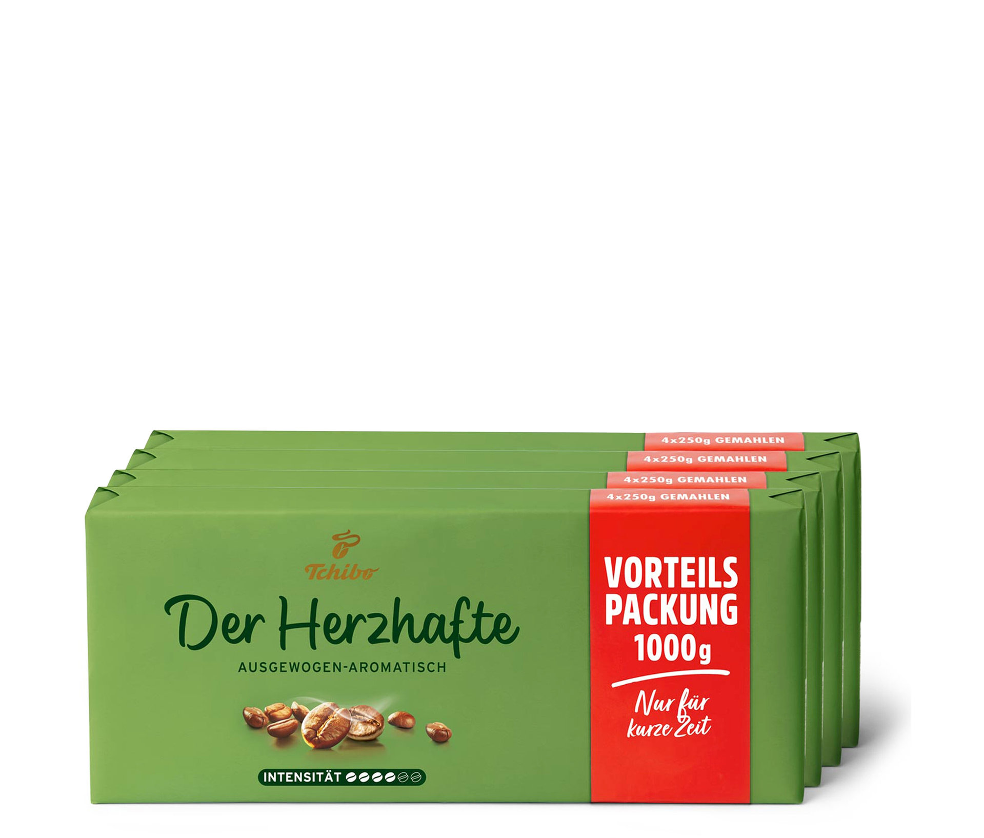 Tchibo - Der Herzhafte - 4 x 1 kg Gemahlen - Intensität: 4/6