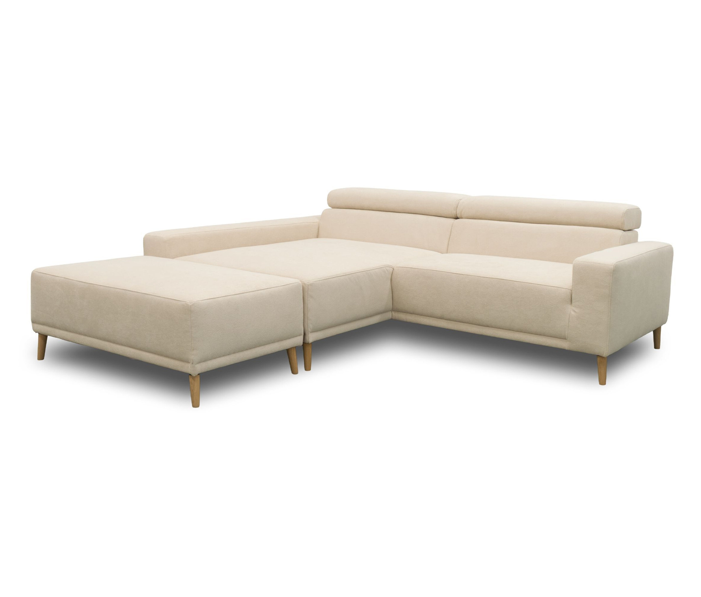 Domo Eck-Schlafsofa »Malmö« mit Hocker - 248x172x72cm - creme -