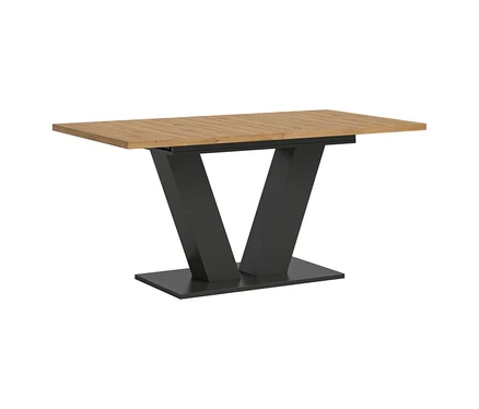 xonox Esstisch »Kinetic« mit V-Fuß, heller Holzplatte und dunklem V-förmigem Untergestell auf rechteckiger Basis.
