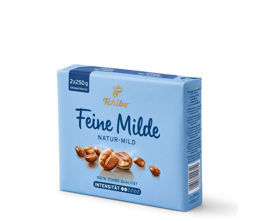 Eine Packung Tchibo Feine Milde gemahlener Kaffee, 2x250g.