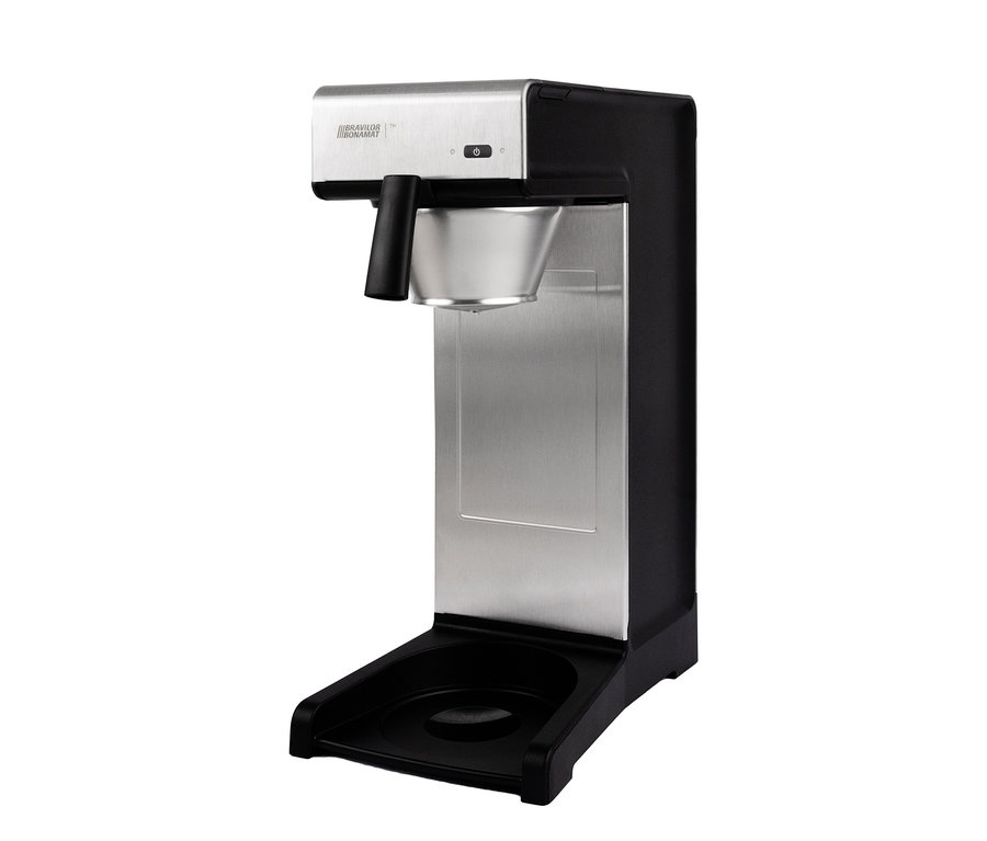 Schwarz-silberne Kaffeemaschine »Bravilor-Bonamat TH« ohne Kanne.