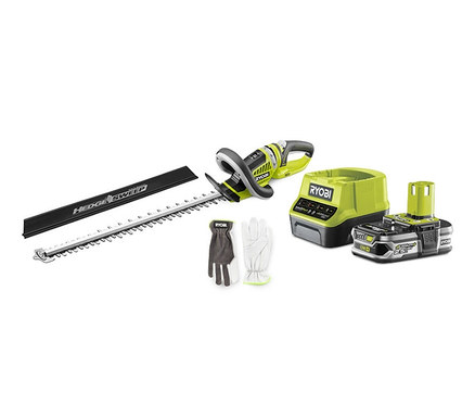 Ein Produktfoto des Ryobi 18 V One+ Akku-Heckenscheren-Sets »RHT1851R25F«, 50 cm (inkl. 1x 2,5Ah-Akku u. Ladegerät).
