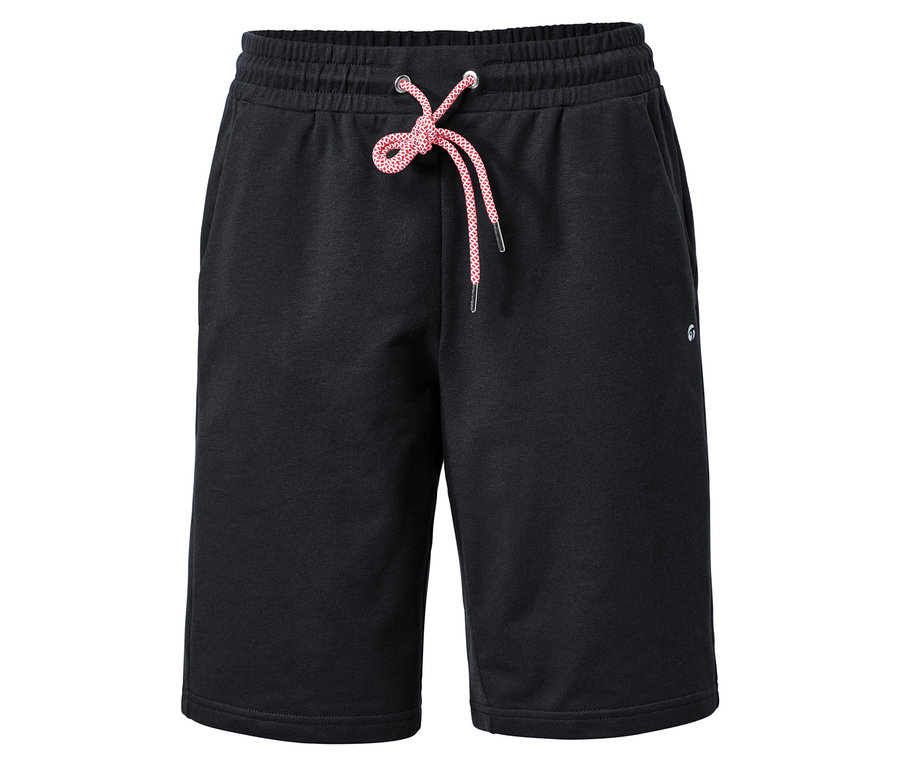 Schwarze Long-Sweatshorts mit Kordelzug.