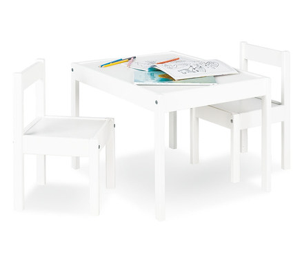 Weiße Pinolino Kindersitzgruppe »Sina«, 3-teilig mit Buntstiften und Malbüchern.