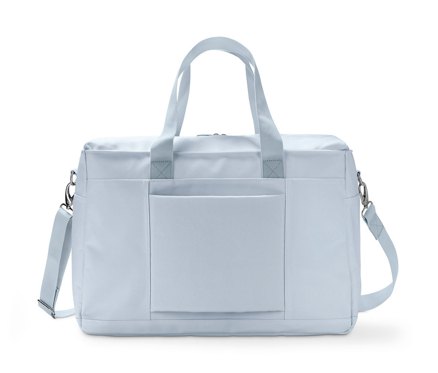 Hellblaue Weekender Reisetasche.