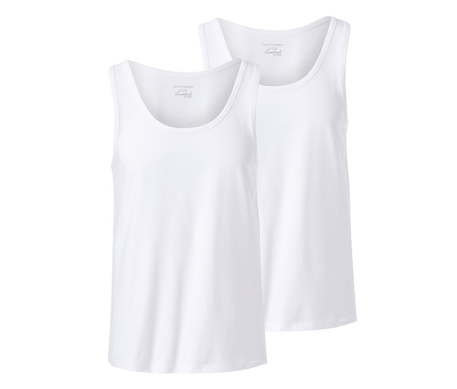 Zwei weiße Jersey-Unterhemden.