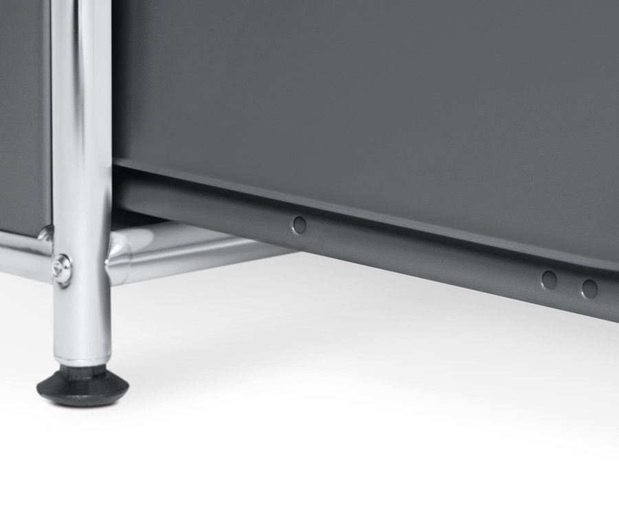 Detail der grauen Ankleide Metall »CN3« mit 2 Schubladen.