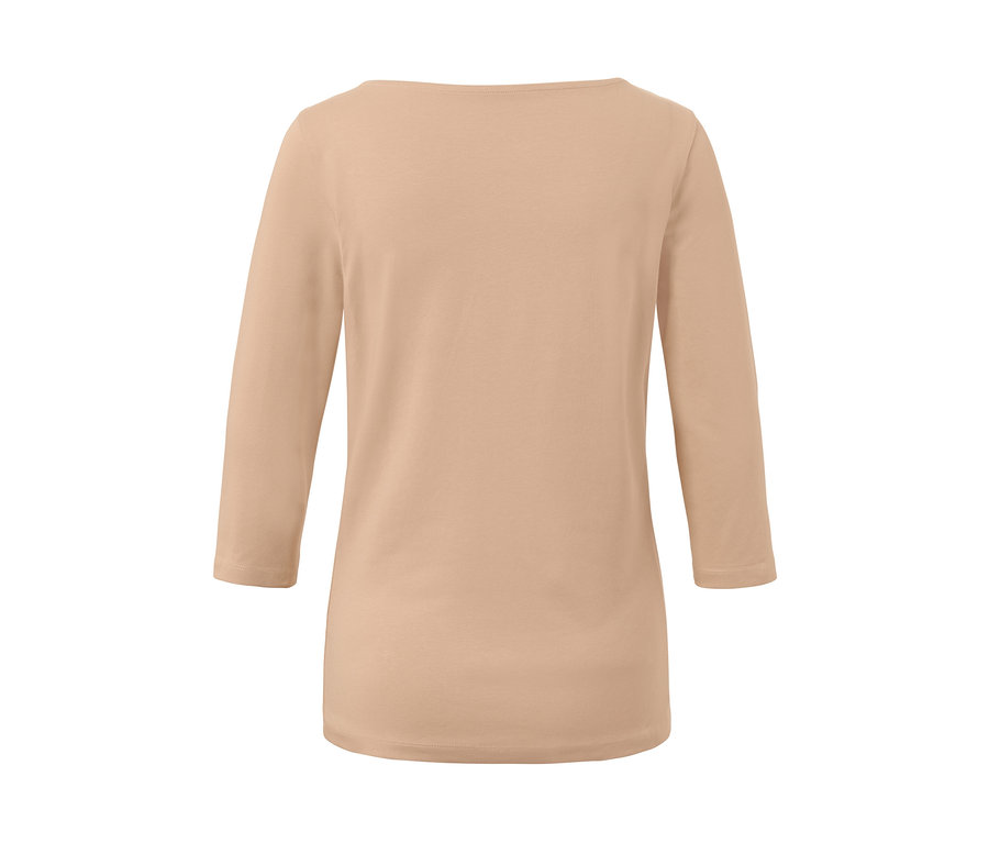 Beiges Shirt mit 3/4-Arm.