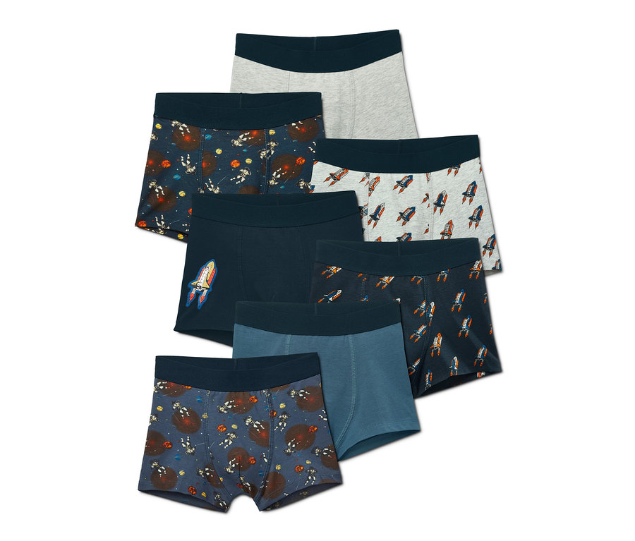 Sieben Slipboxer mit Weltraummotiven.