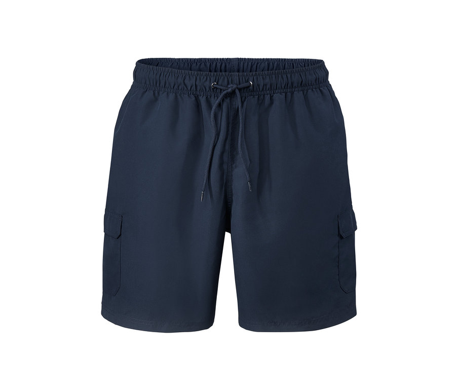 Marineblaue Badeshorts.