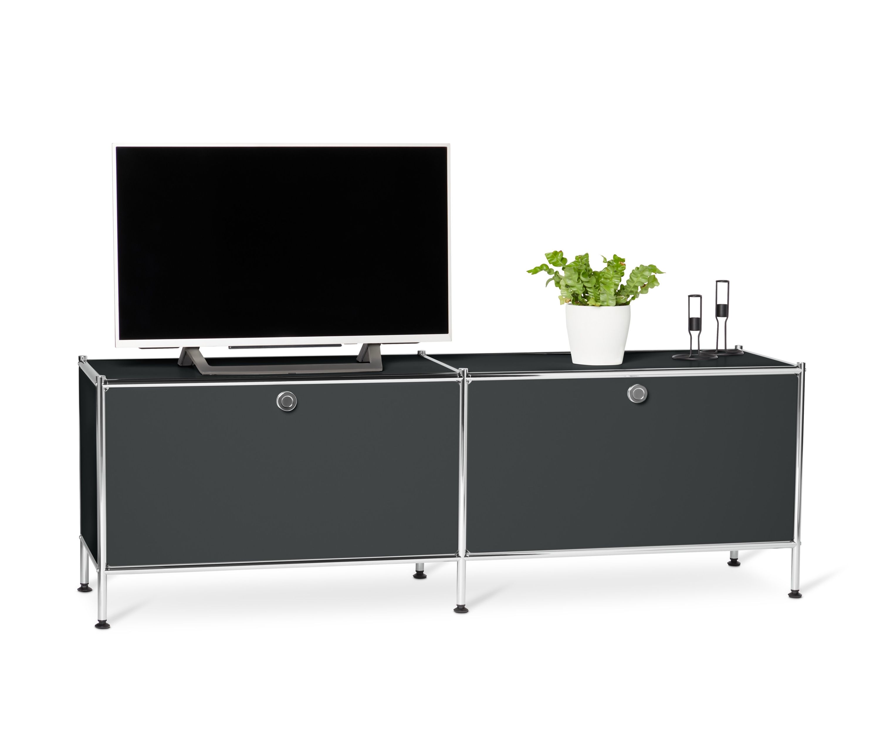 Tchibo - Lowboard Metall »Cn3« mit Klappenfächern - 152x40x51,5cm - schwarz - Stahl / Aluminium / Kunststoff