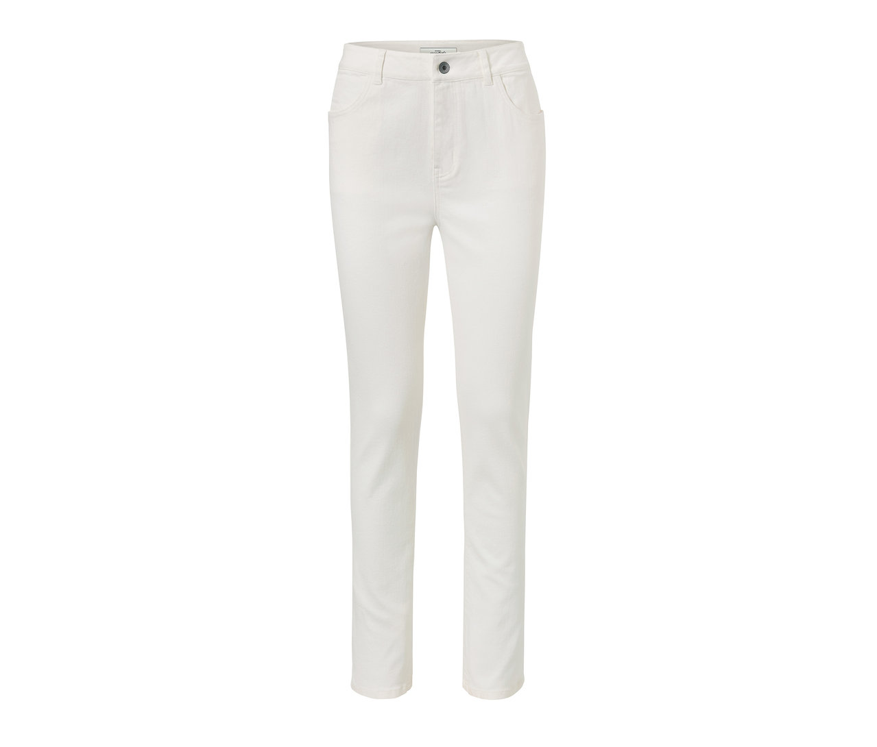 Weiße Straightfit-Jeans.