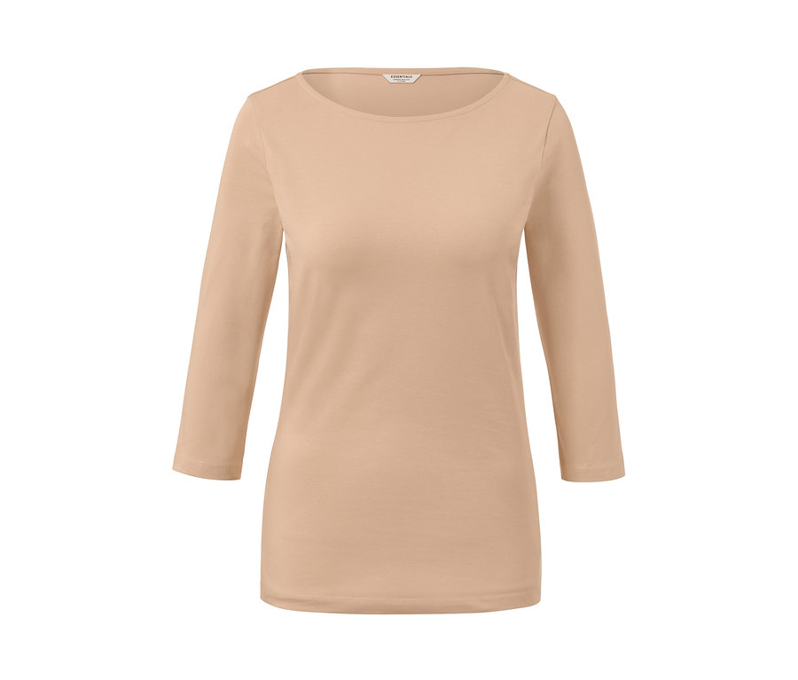 Beiges Shirt mit 3/4-Arm.
