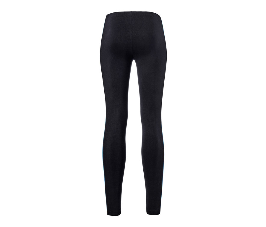 Schwarze Leggings mit Paspelierung von hinten.