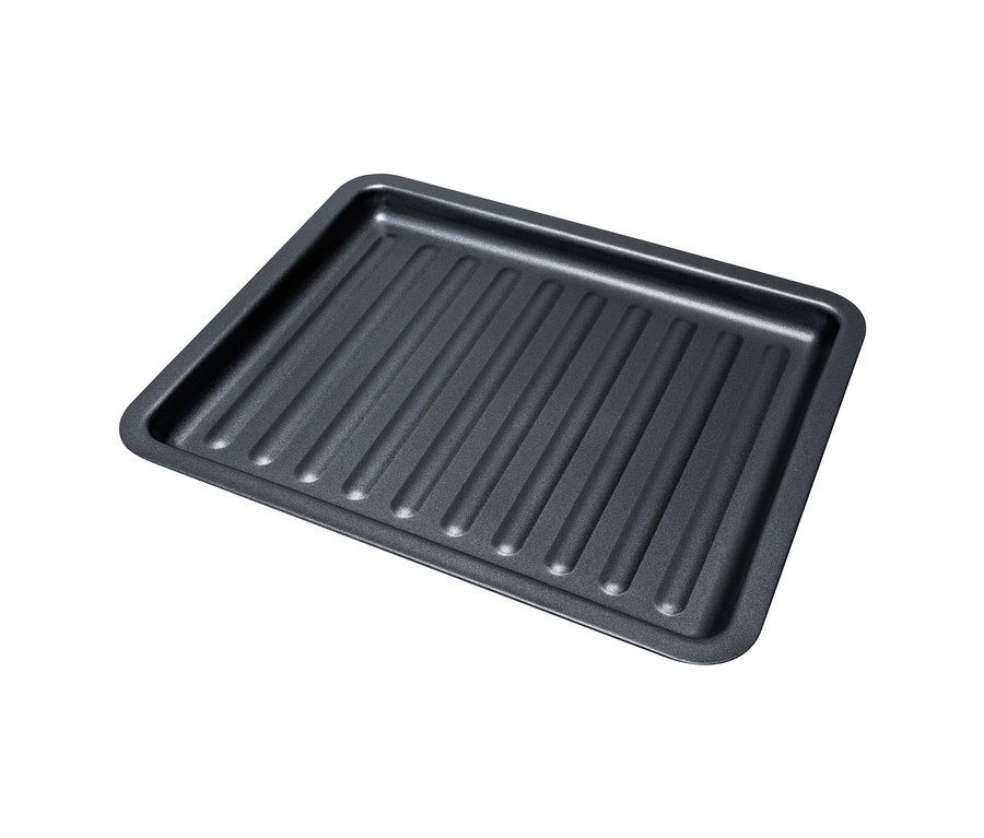 Ein schwarzes Grillblech mit parallelen, erhabenen Streifen. Steba-Grillbackofen mit Kochplatten »KB K30«, 30 Liter, Steba Digitaler Grillbackofen »KB E300«