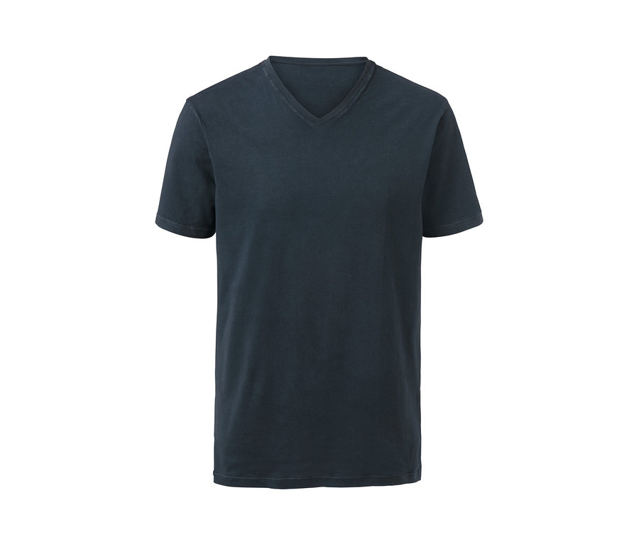 Dunkelblaues EarthColors® T-Shirt mit V-Ausschnitt.