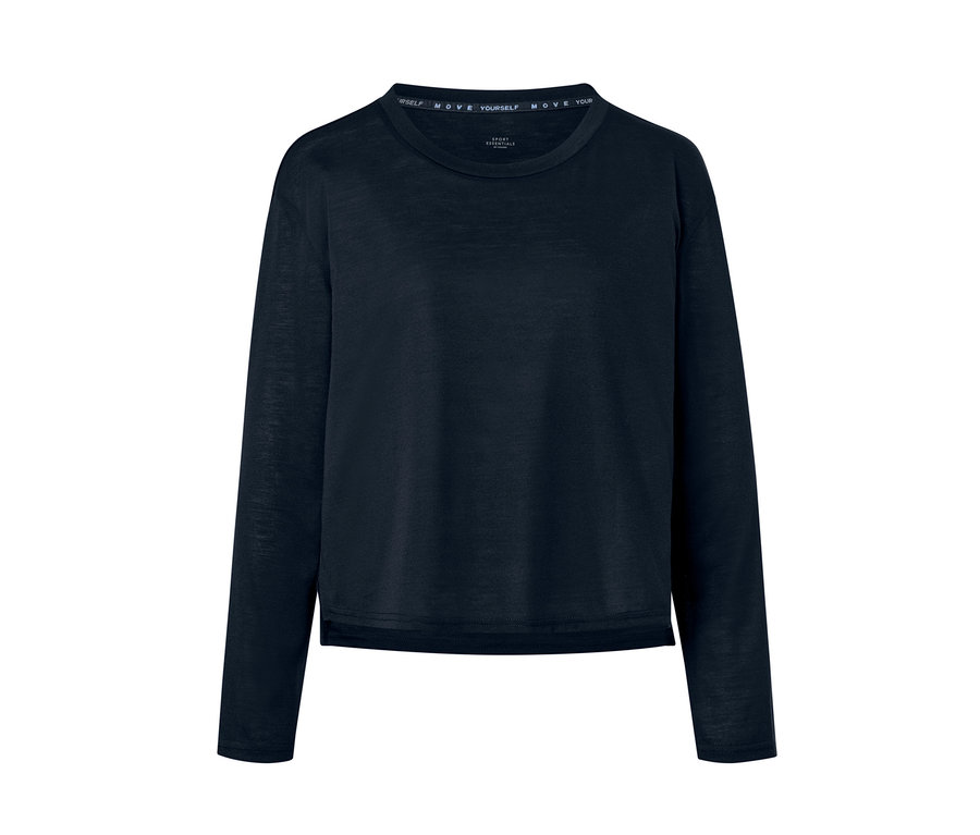 Dunkelblaues 2-in-1-Langarm-Sportshirt.