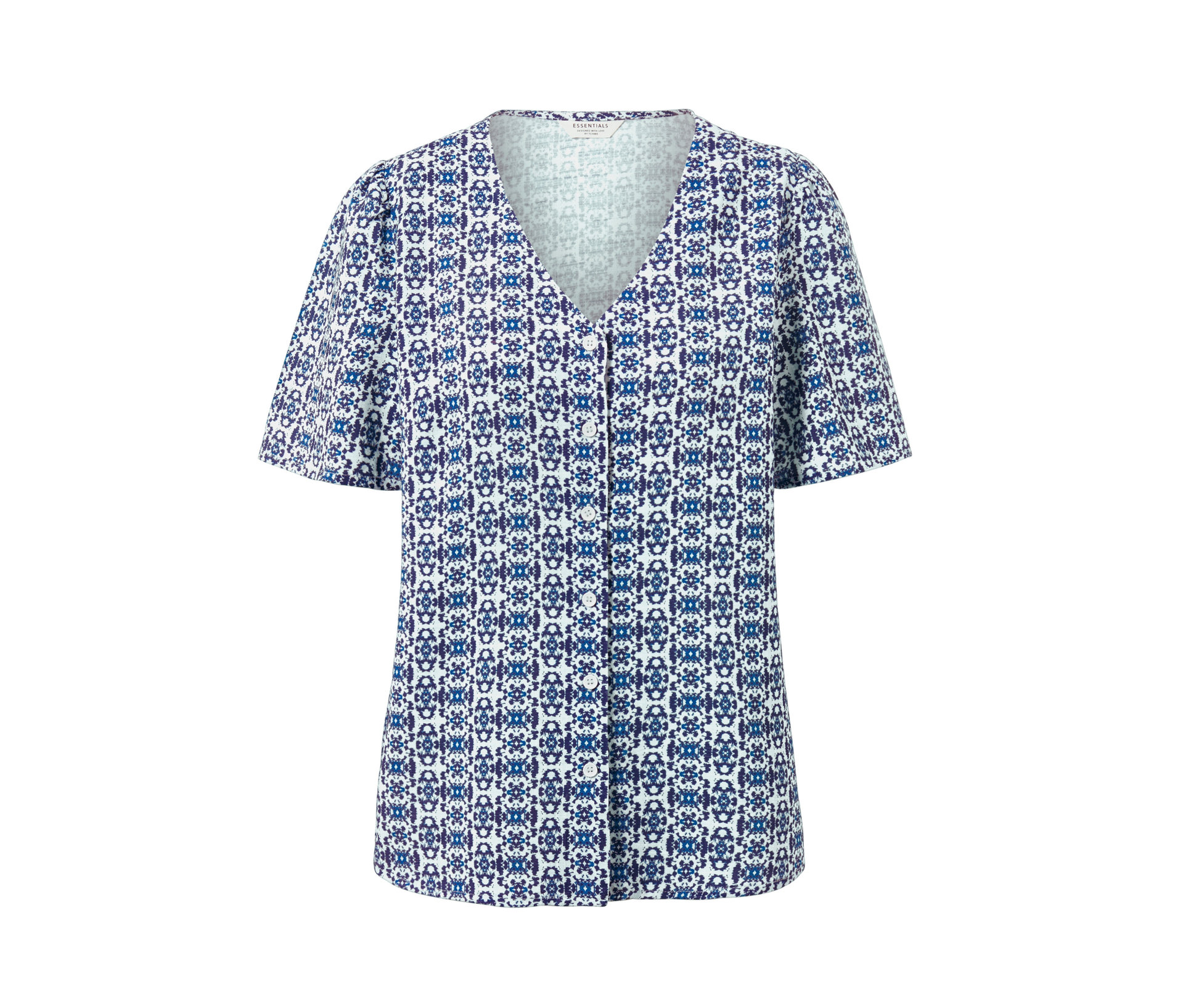 Tchibo - Bluse mit Alloverprint - Damen - Gr. 40 - blau/print