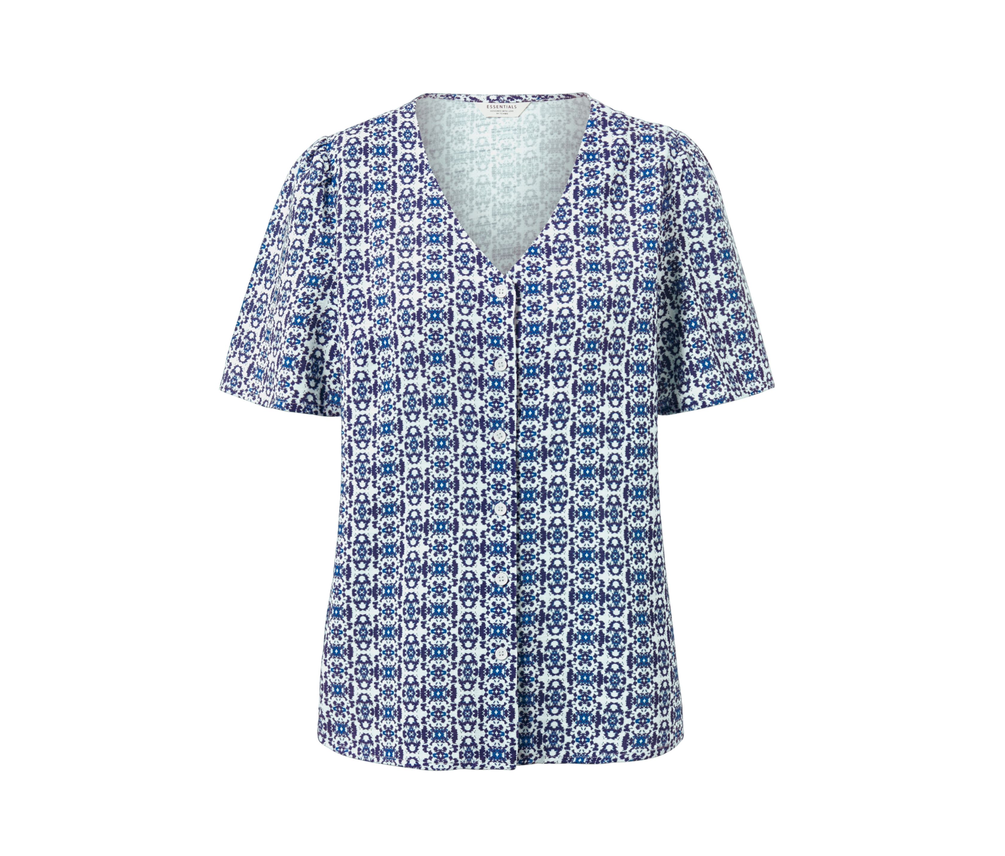 Tchibo - Bluse mit Alloverprint - Damen - Gr. 48 - blau/print