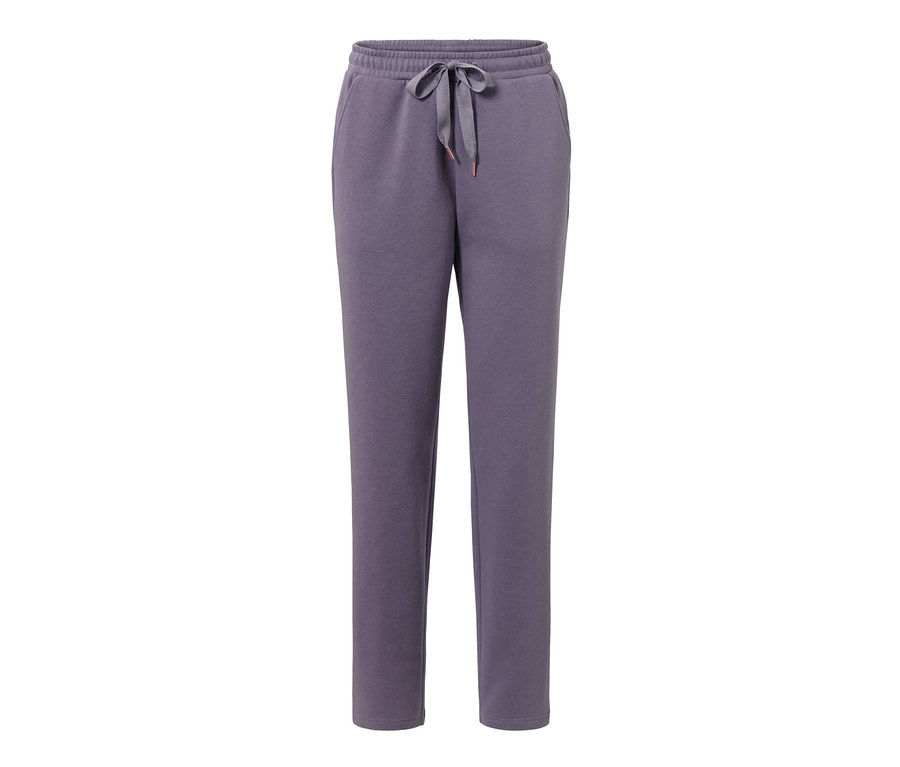 Eine lila Loungewear-Hose mit Kordelzug in der Taille.