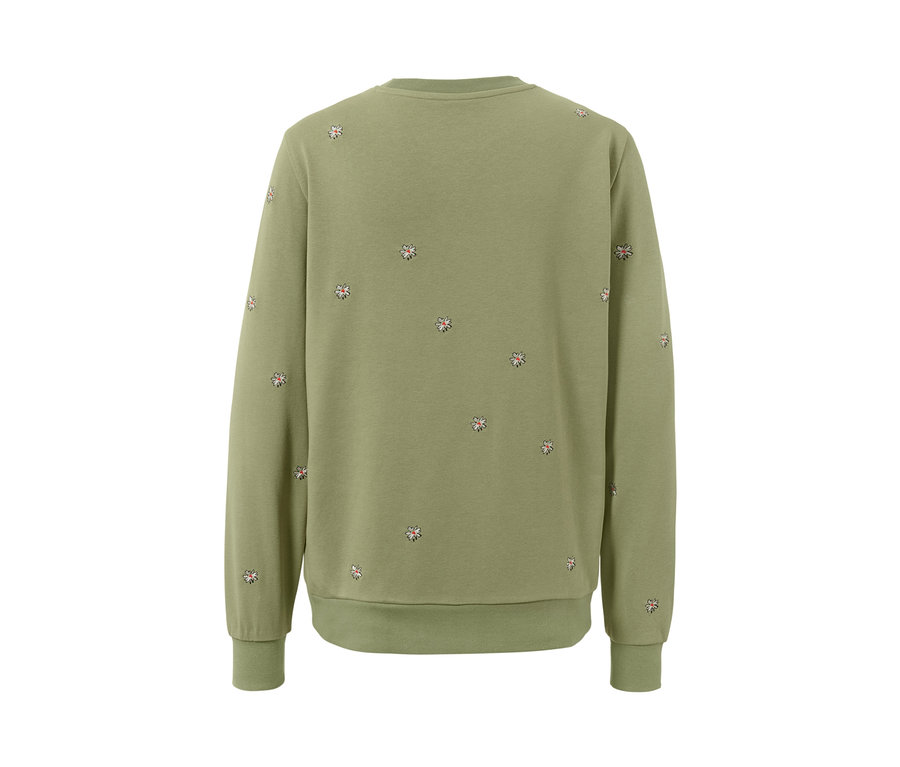 Grünes besticktes Sweatshirt.