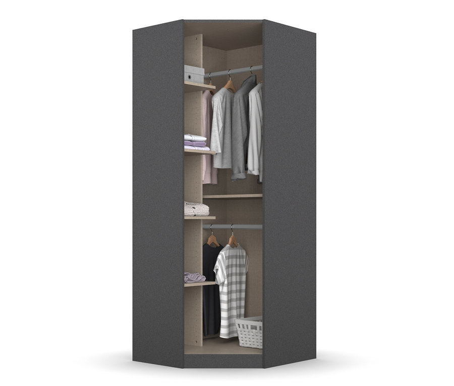 rauch Eckkleiderschrank »Butte« mit Fachböden und Kleidung.