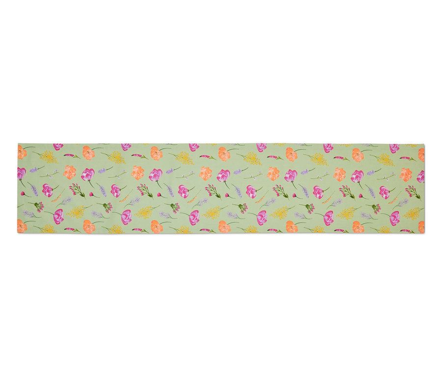 Tischläufer, salbei mit floralem Print.