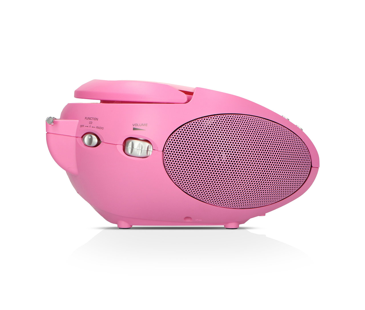 Pinkfarbener Lenco »SCD-24 Boombox« CD-Player mit Radio und Kopfhöreranschluss.