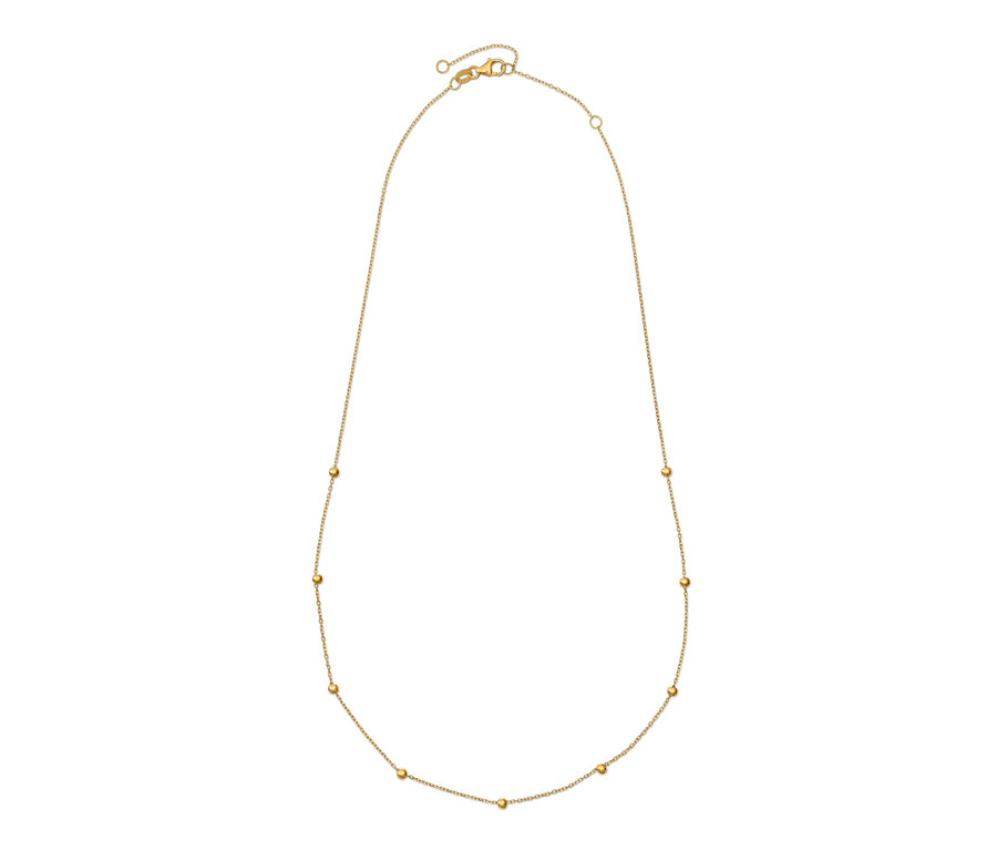 Detail einer 585 Gold Kette Kugeln und 375 Gold Kette Kugeln auf weißem Hintergrund.