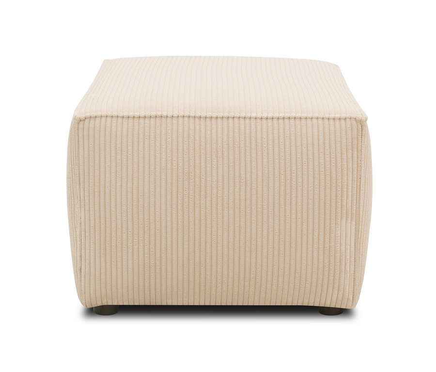 Ein cremefarbener DOMO collection Hocker »Vigo« vor einem weißen Hintergrund.