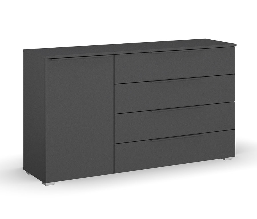 Graue rauch Kommode »Monostar« mit Tür und Schubladen.